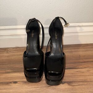 ALDO Glossy Black Platform Heels
